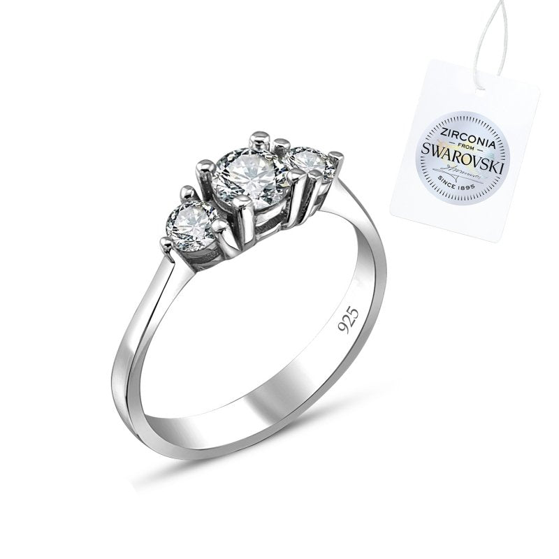 Кольцо с тремя камнями Swarovski Zirconia